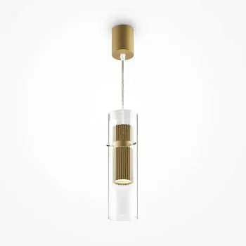 Pendelleuchte – Goldfarbenes Aluminium, Schlanke Form, Höhe 170 cm - Dynamics | Maytoni