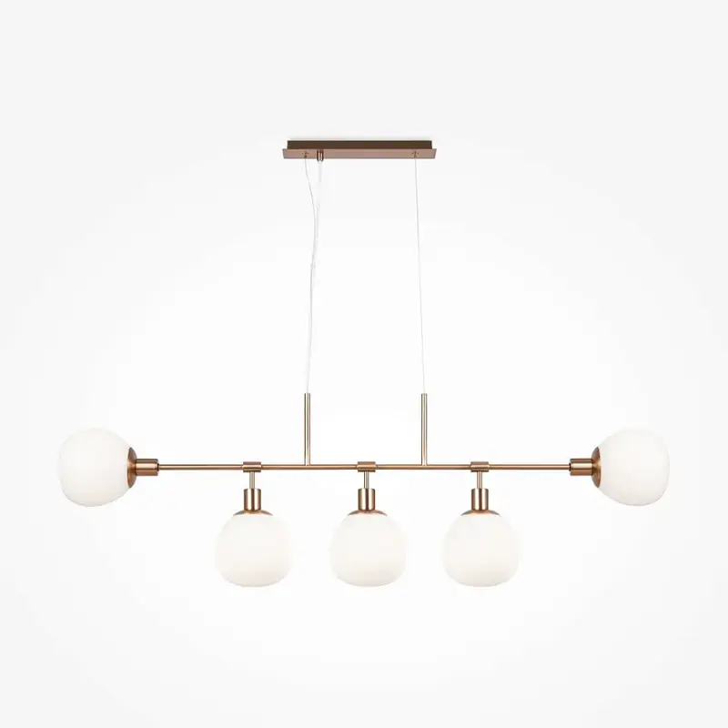 Pendelleuchte – Goldfarbenes Metall, 5 Glasschirme, 5× E14 Fassung, 40 W Leistung - Erich | Maytoni