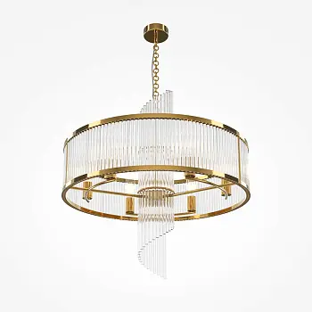 Pendelleuchte – Goldfarbenes Metall, 6× E14 Fassung, Glasschirme, Höhe 132,5 cm - Frame | Maytoni