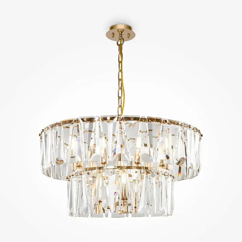 Pendelleuchte – Goldfarbenes Metall, Kristall Design, 12×E14 Fassung, Ø68 cm - Puntes | Maytoni