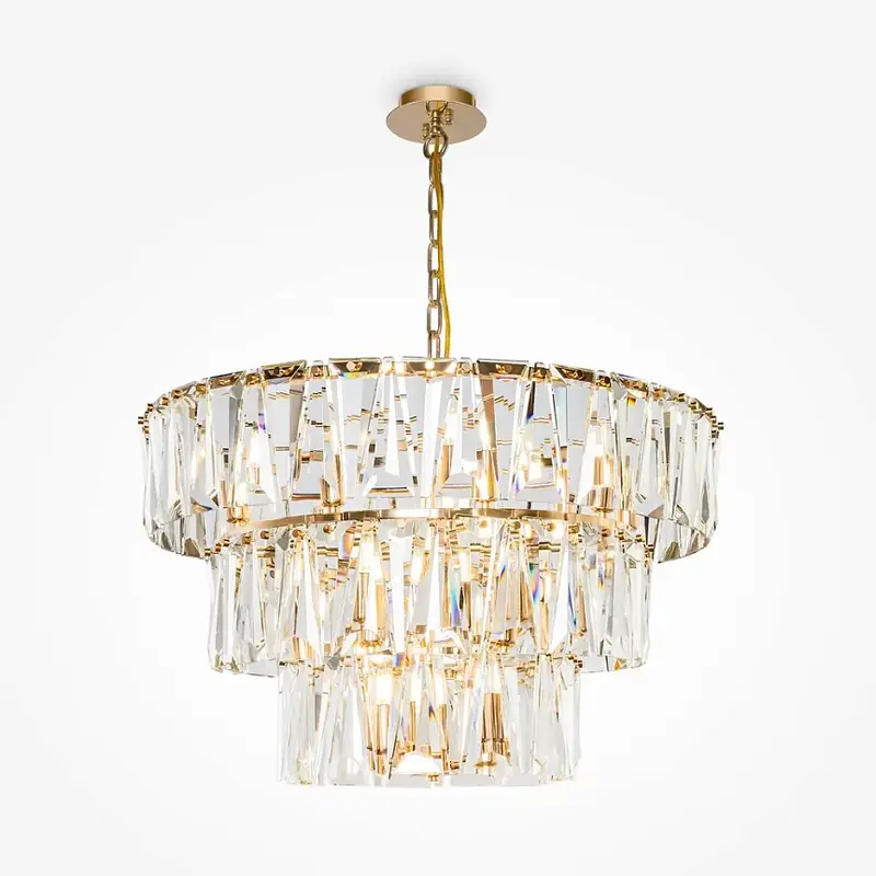 Pendelleuchte – Goldfarbenes Metall, Kristall Design, 18×E14 Fassung, Ø77 cm - Puntes | Maytoni