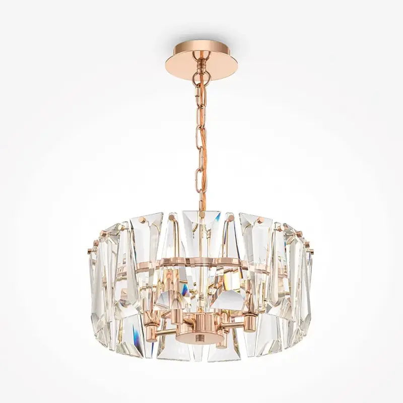 Pendelleuchte – Goldfarbenes Metall, Kristall Design, 4×E14 Fassung, Ø38 cm - Puntes | Maytoni
