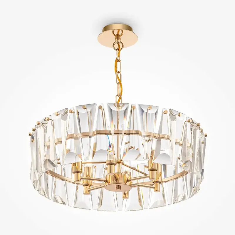 Pendelleuchte – Goldfarbenes Metall, Kristall Design, 6×E14 Fassung, Ø51,7 cm - Puntes | Maytoni