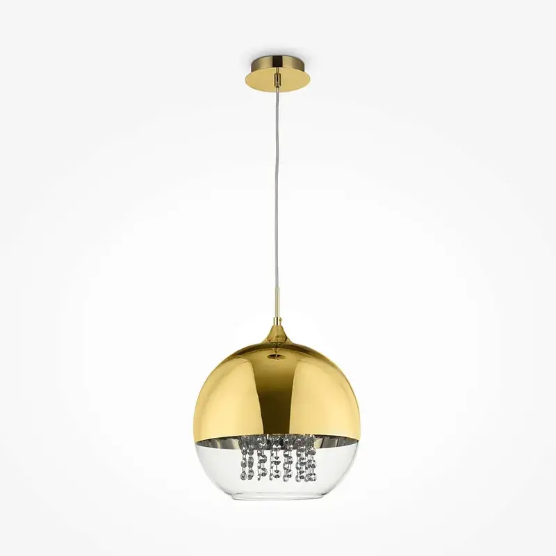 Pendelleuchte – Goldfarbenes Metall, Transparentes Glas, 1 × E27, Höhe 105 cm - Fermi | Maytoni