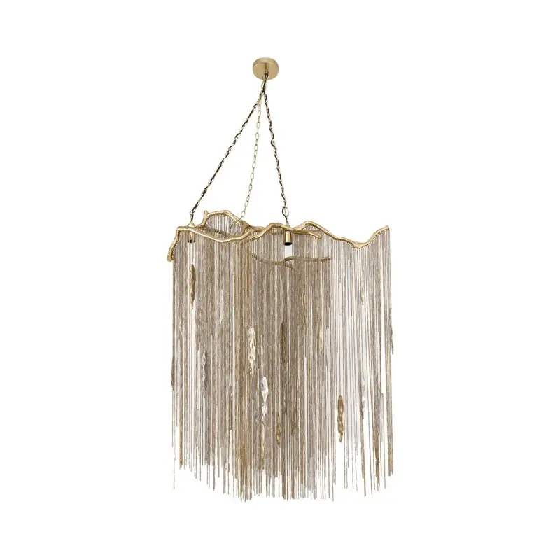 Pendelleuchte – Handgefertigtes Aluminium, Breite Ketten, Elegantes Messing-Finish - Wilco | PTMD