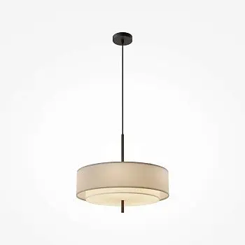 Pendelleuchte – Hellbraun Stoff, Schwarzes Metall, Fünf E27 - Bergamo | Maytoni
