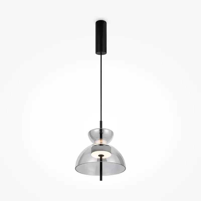 Pendelleuchte – Hellgraues Glas, Warmweißes Licht, Schwarzes Metall - Bangkok | Maytoni