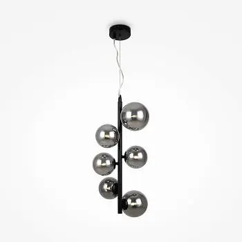 Pendelleuchte – Schwarzes Metall, 6-flammiges Design, Glasschirme - Dallas | Maytoni