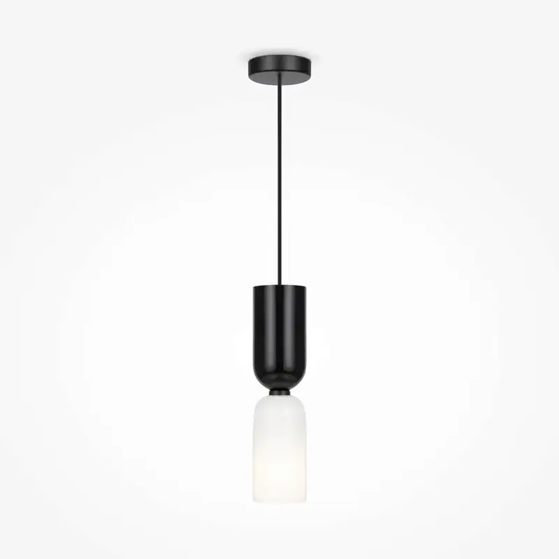 Pendelleuchte – Schwarzes Metall, Glasschirm, 1× E14, 40 W, Ø8 cm - Memory | Maytoni