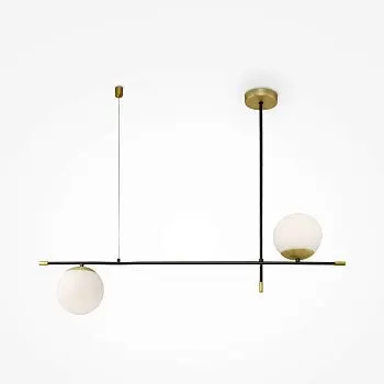 Pendelleuchte – Schwarzes Metall, Glasschirme, 2× E14, 95 cm Länge - Nostalgia | Maytoni