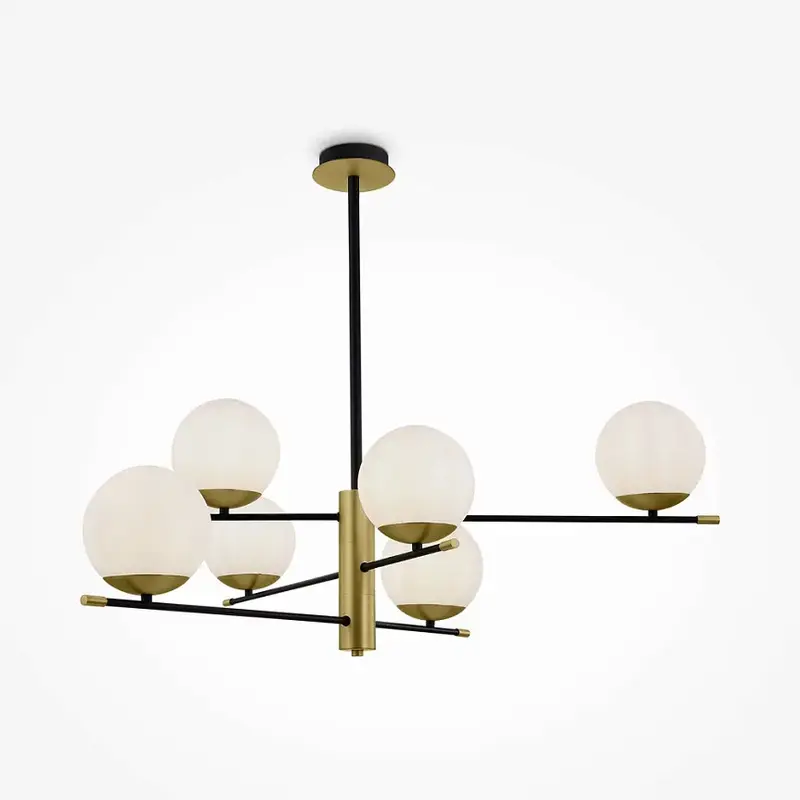 Pendelleuchte – Schwarzes Metall, Glasschirme, 6× E14, Ø100 cm - Nostalgia | Maytoni