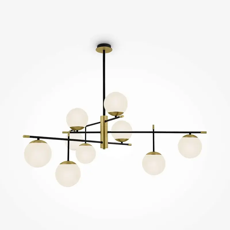 Pendelleuchte – Schwarzes Metall, Glasschirme, 9× E14, Ø131,5 cm - Nostalgia | Maytoni