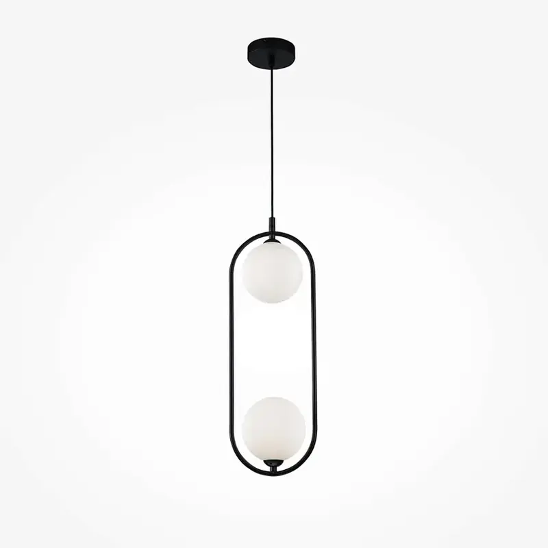Pendelleuchte – Schwarzes Metall, Zwei G9-Fassungen, Glasschirme, IP20 Schutz - Ring | Maytoni