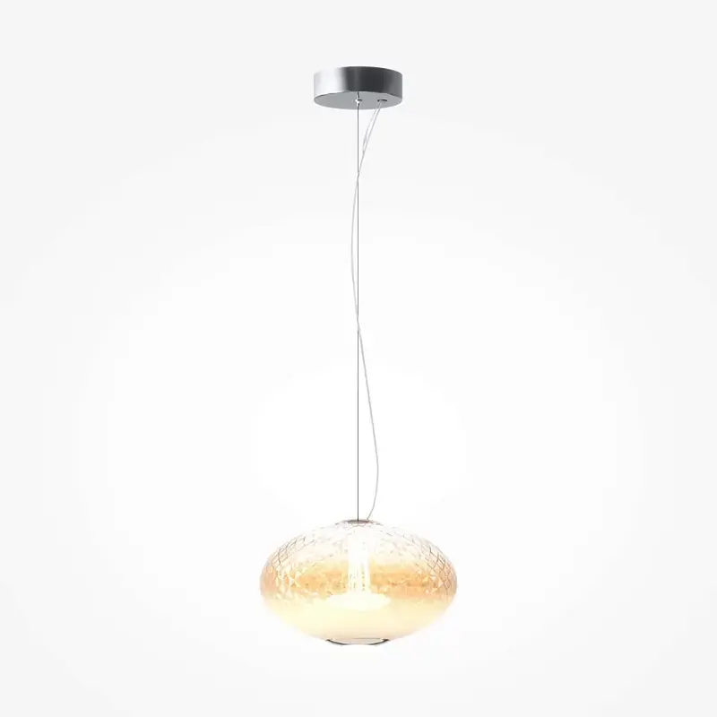 Pendelleuchte – Verchromtes Metall, Gläserner Schirm, Warmweißes Licht, 324 cm Höhe - Bruma | Maytoni