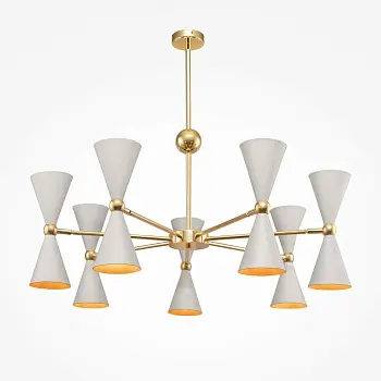 Pendelleuchte – Weiß-Gold, Metall Gehäuse, 14× E14 Fassung - Vesper | Maytoni