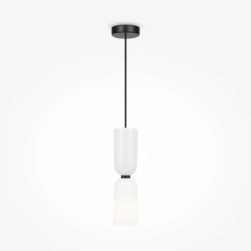 Pendelleuchte – Weiß-Schwarz, Glasschirm, 1× E14, 40 W, Ø8 cm - Memory | Maytoni