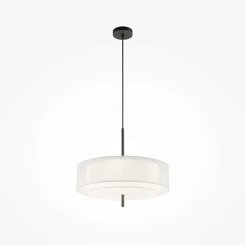 Pendelleuchte – Weißer Stoff, Schwarzes Metall, Fünf E27 - Bergamo | Maytoni