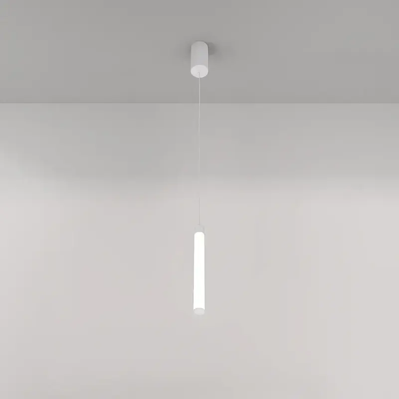 Pendelleuchte – Weißes Aluminium, 10W LED, Warmweiß Licht, Ø3 cm  - Ray | Maytoni