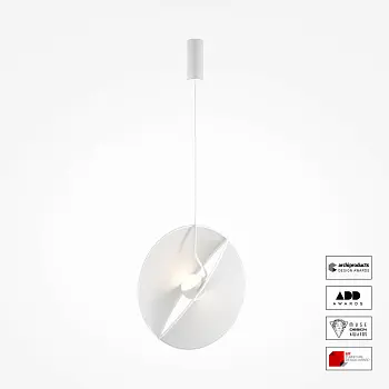 Pendelleuchte – Weißes Metall, Stoffschirm, 14 W LED, Ø45 cm - Reflex | Maytoni
