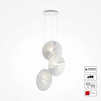 Pendelleuchte – Weißes Metall, Stoffschirm, 40 W LED, Ø73 cm - Reflex | Maytoni