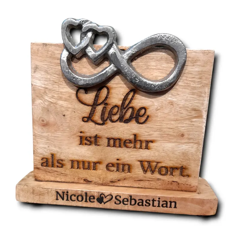 personalisierte Standbotschaft "Liebe ist mehr als nur ein Wort" mit Wunschgravur