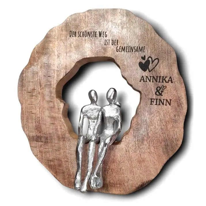 personalisiertes Liebespaar sitzend 33cm Hochzeitsgeschenk mit Gravur
