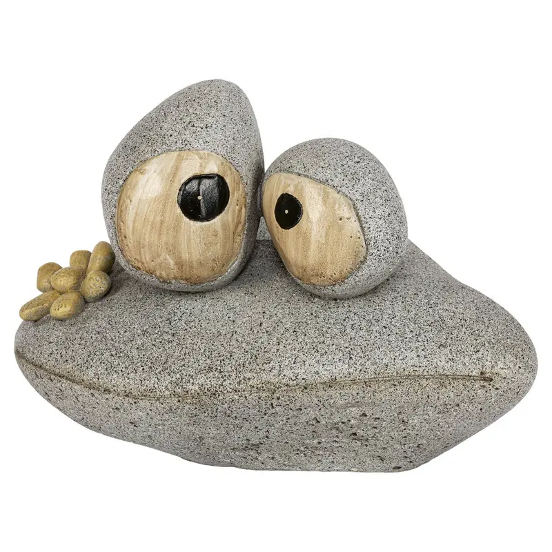 Pflanzgefäß Frosch aus Polyresin im Stein-Design, 26 cm