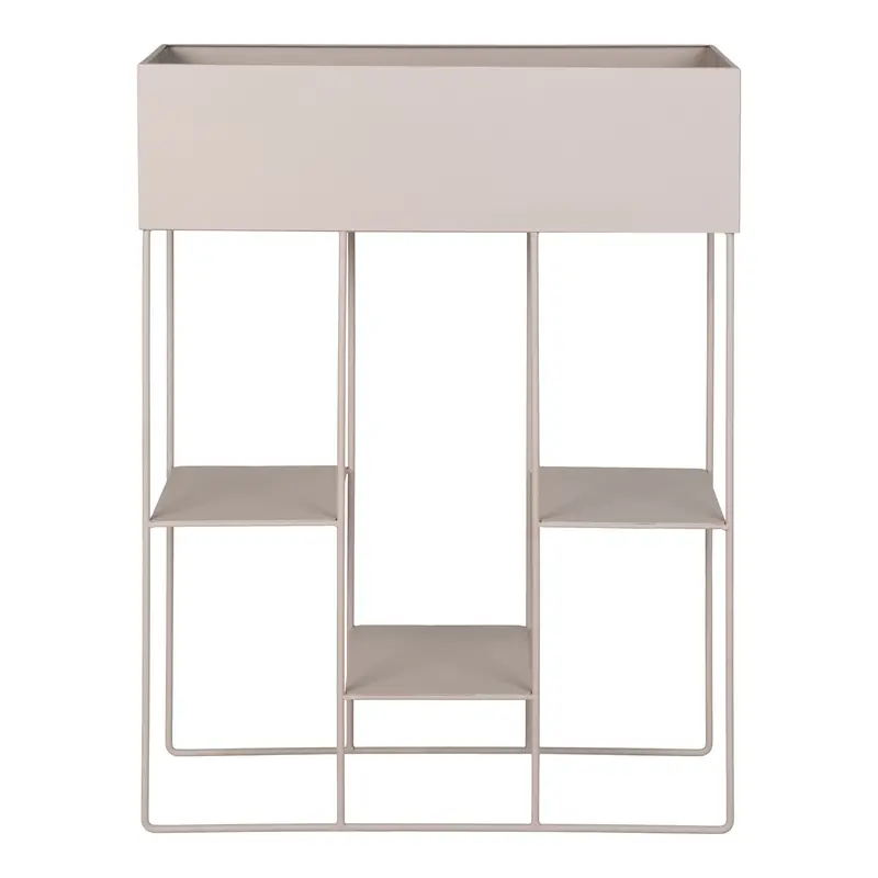 Pflanzgefäß – Sandfarbener Stahl, Drei Ablagen, 80 cm Höhe - Rabo | House Nordic