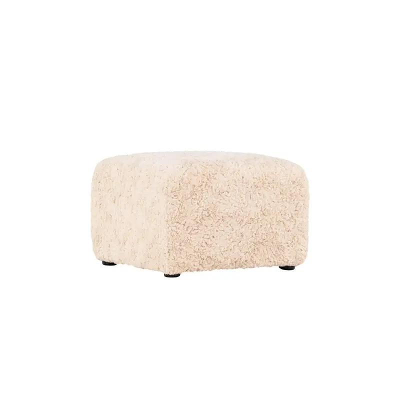 Polsterhocker Frankie 50*50cm aus Kunstfell - Beige