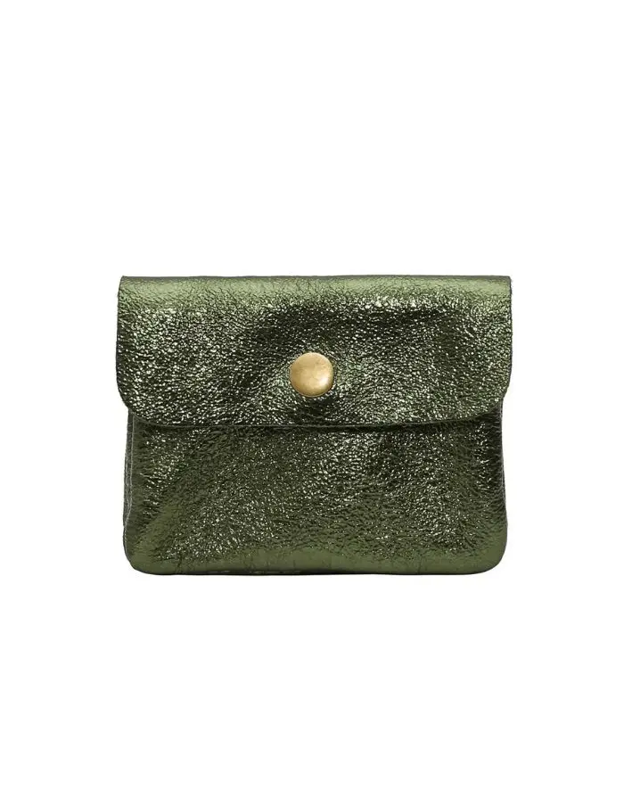 Portemonnaie Leder Klein I Khaki Metallic
