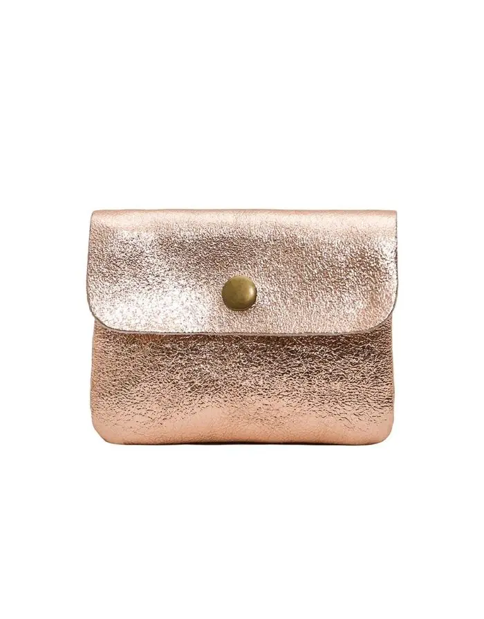 Portemonnaie Leder Klein I Rosa Metallic