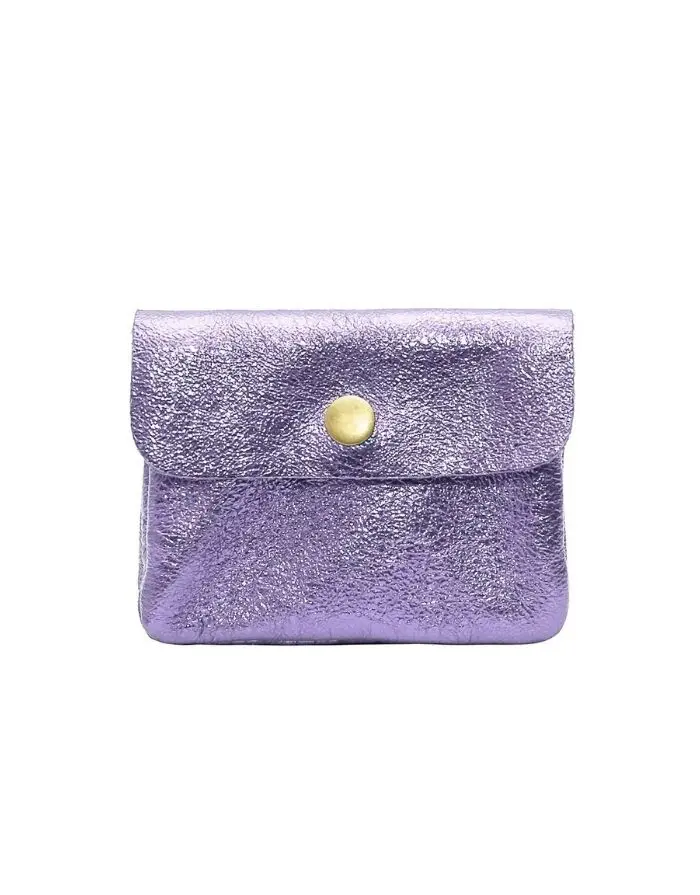 Portemonnaie Leder Klein I Violett Metallic