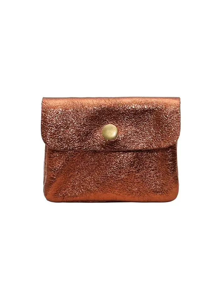 Portemonnaie Leder Metallic Klein I Bronze