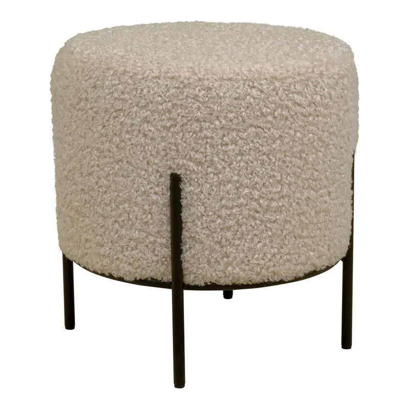 Pouf Alford aus Teddy-Bouclé Ø36cm - Braun