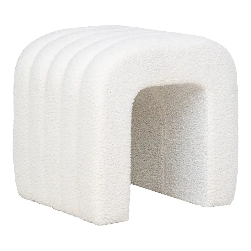 Pouf Colma aus Teddy-Boucle - Weiß