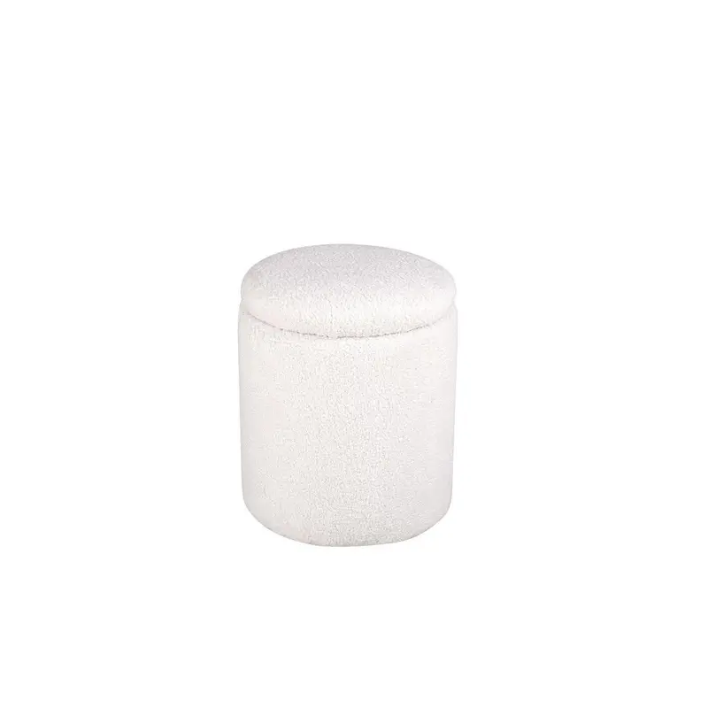 Pouf Limpen aus Teddy Bouclé Ø32cm - Weiß