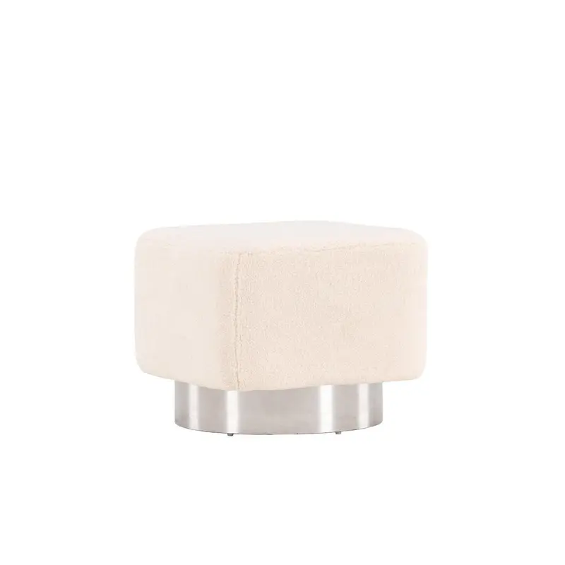 Pouf Newton aus Fleece 45*45cm - Weiß/Silber