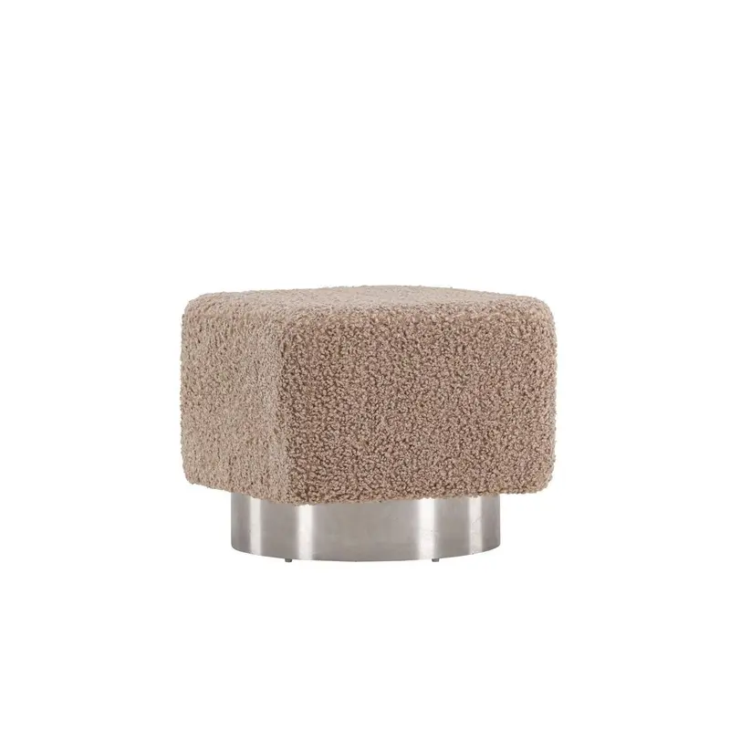 Pouf Newton aus Teddy Bouclé 45*45cm - Beige & Silber