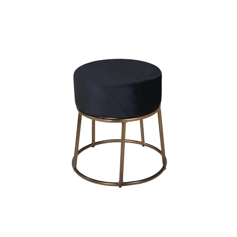 Pouf Petra aus Samt - Schwarz & Kupfer