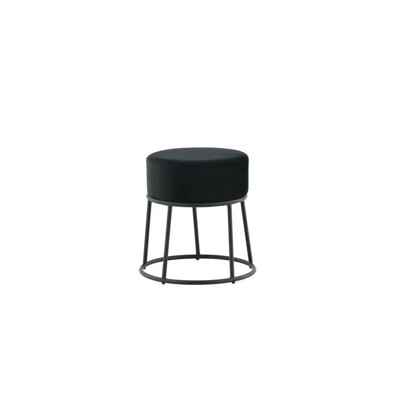 Pouf Petra Ø46cm aus Samt - Schwarz