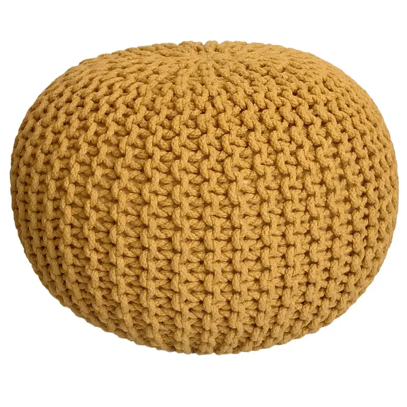 Pouf – Recycelte Baumwolle, Chunky Strick, Gelb Farbe, 55 cm | MVG Voglrieder