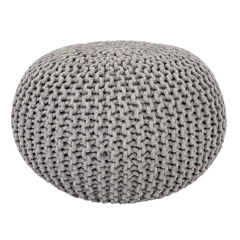 Pouf – Recycelte Baumwolle, Chunky Strick, Hellgrau Farbe, 55 cm | MVG Voglrieder