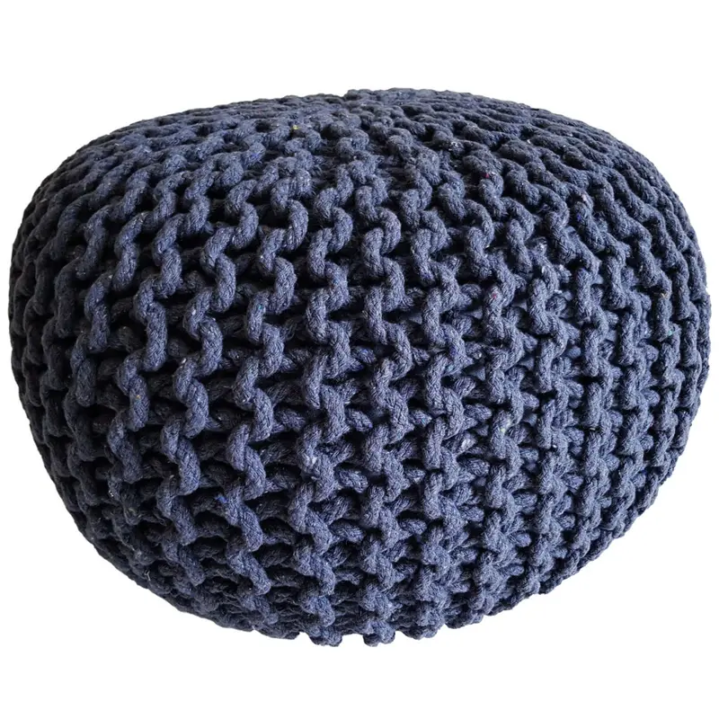 Pouf – Recycelte Baumwolle, Chunky Strick, Jeansblau Farbe, 45 | MVG Voglrieder