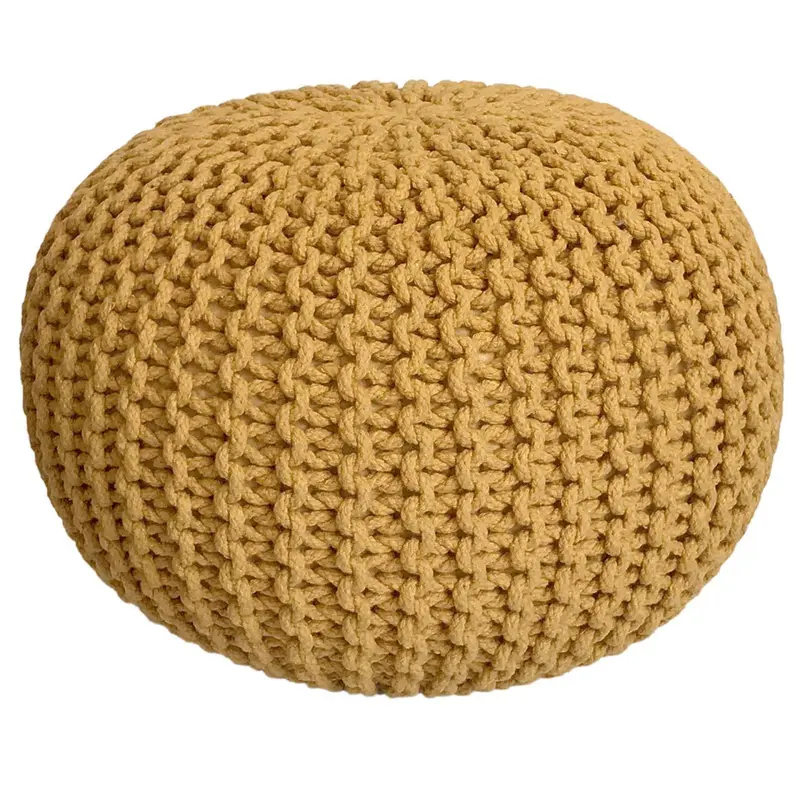 Pouf – Recycelte Baumwolle, Chunky Strick, Sonnengelb, 45 cm | MVG Voglrieder