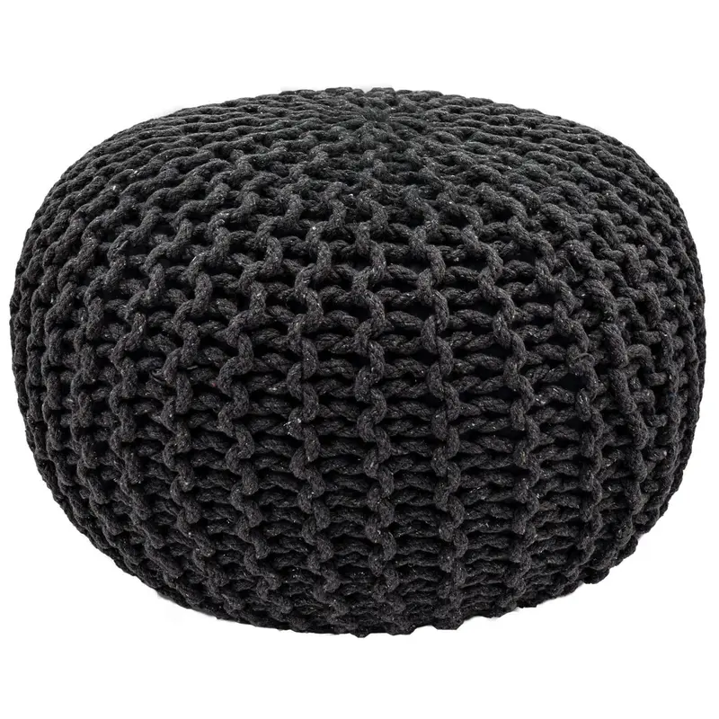 Pouf – Recycelte Baumwolle, Chunky Strick, Steingrau. 55 cm | MVG Voglrieder