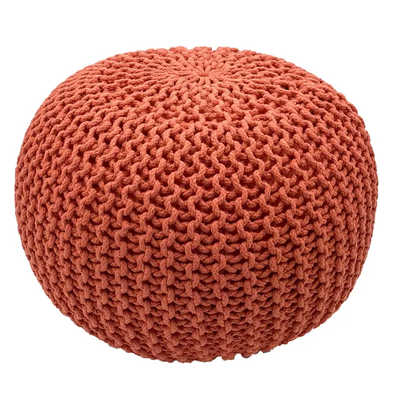 Pouf – Recycelte Baumwolle, Chunky Strick, Terracotta Farbe, 45 cm | MVG Voglrieder
