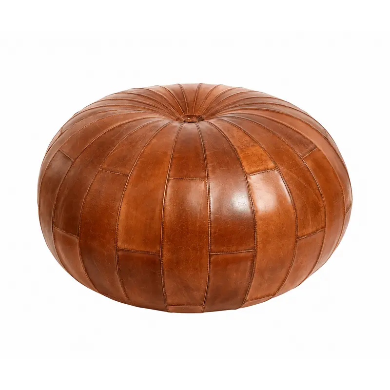 Pouf Rugby aus Büfelleder - Braun
