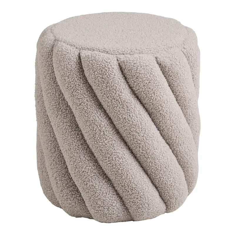 Pouf Sana Ø38cm aus Bouclé - Grau