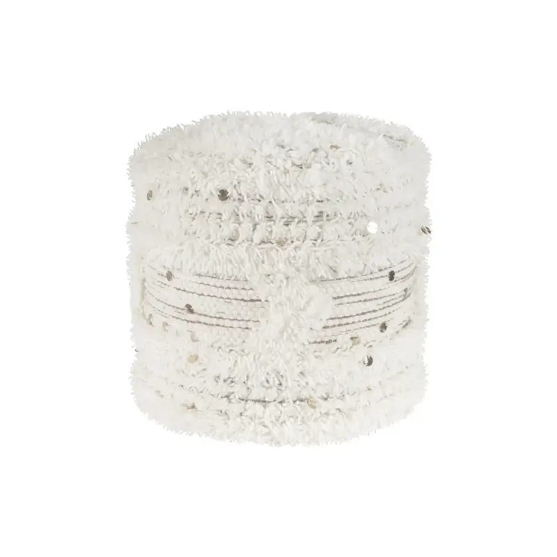 Pouf – Wollbezug, Fransenbesatz, Boho-Design, 35 x 35 cm - Bohist 425 | Kayoom
