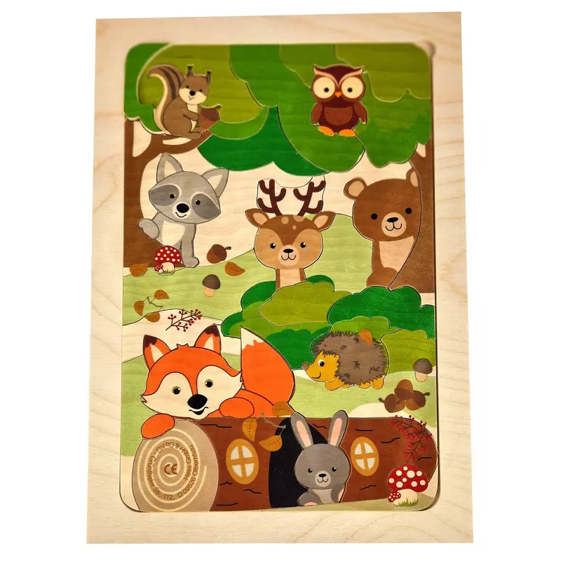 Puzzle "Waldtiere", farbig, aus Holz